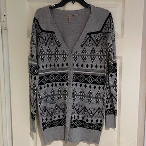 H&M silver black gray long cardigan in size XS